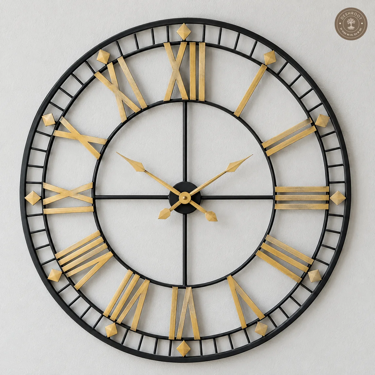 Golden Roman Wall Clock
