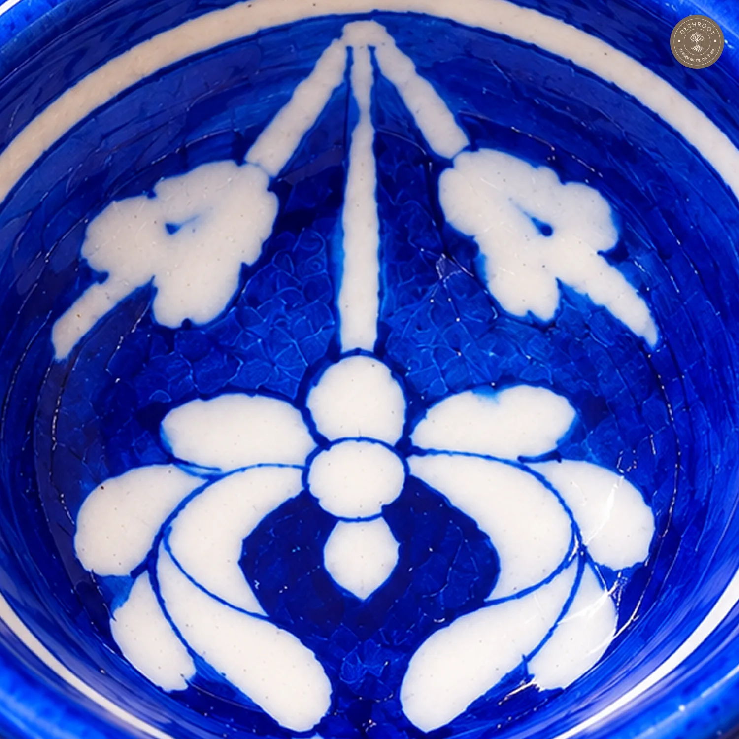 Floral Blue Pottery Diya