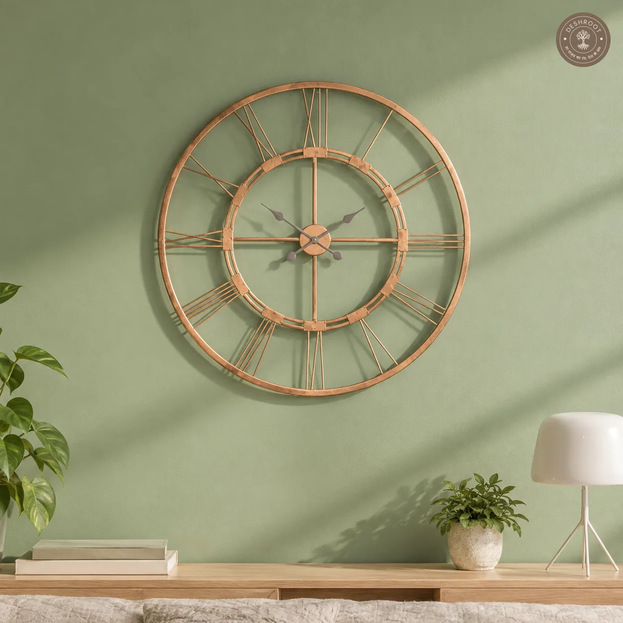Rose Gold Roman Wall Clock
