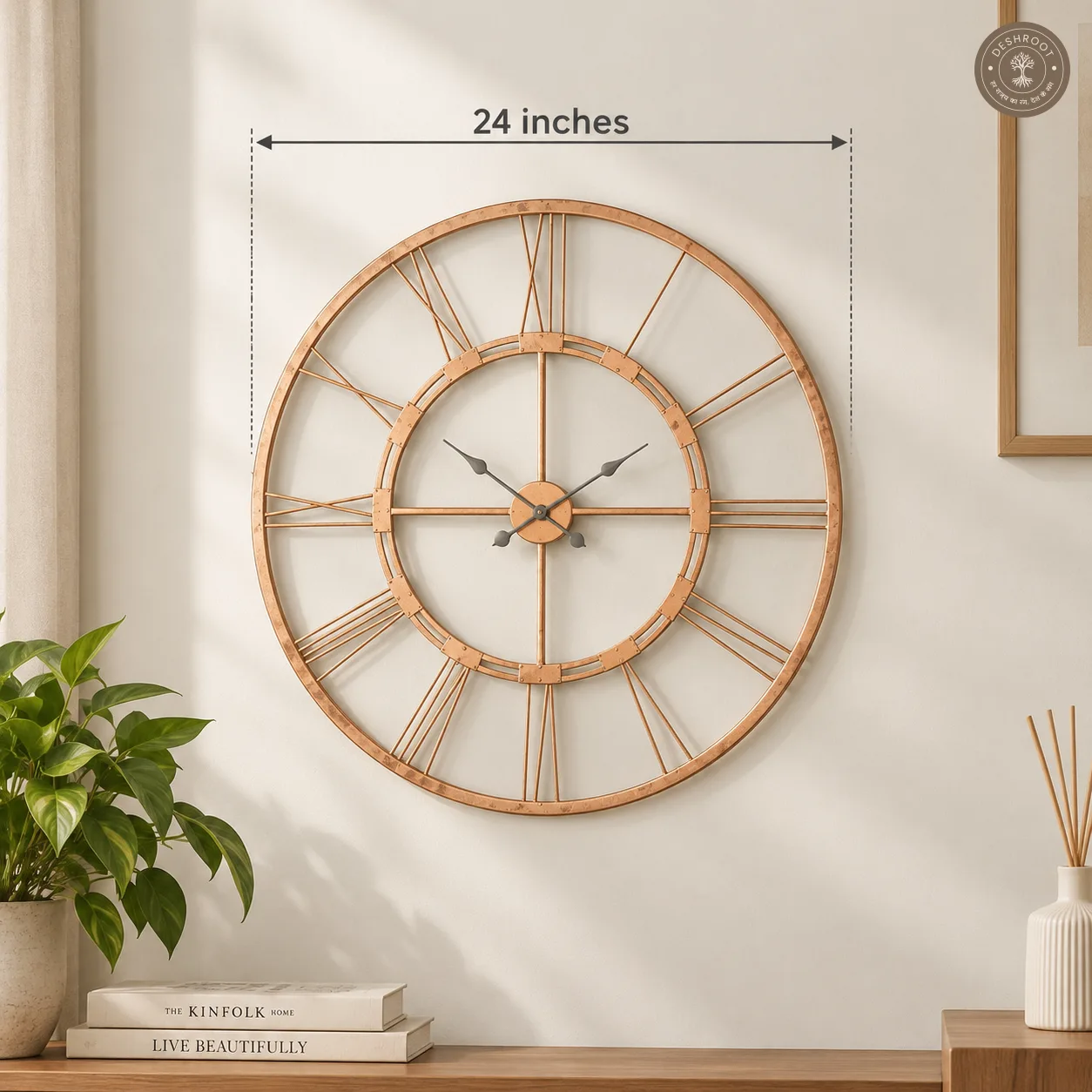 Rose Gold Roman Wall Clock