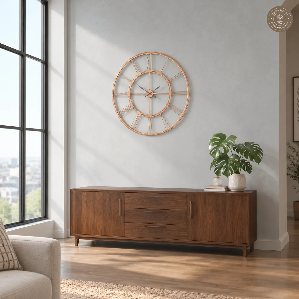 Rose Gold Roman Wall Clock