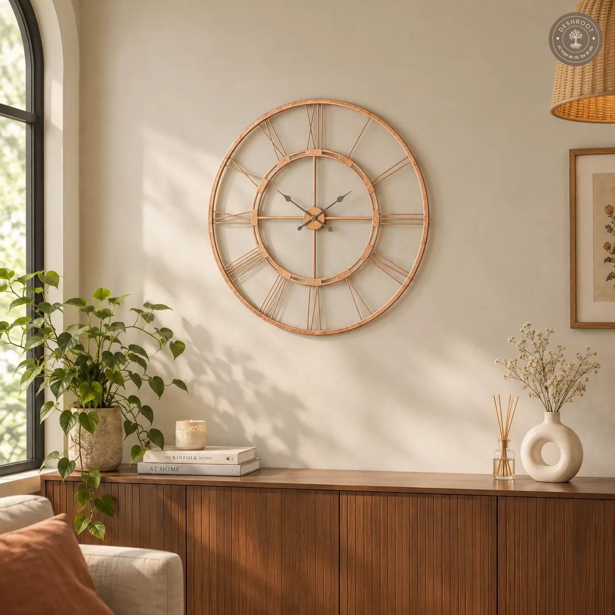 Rose Gold Roman Wall Clock