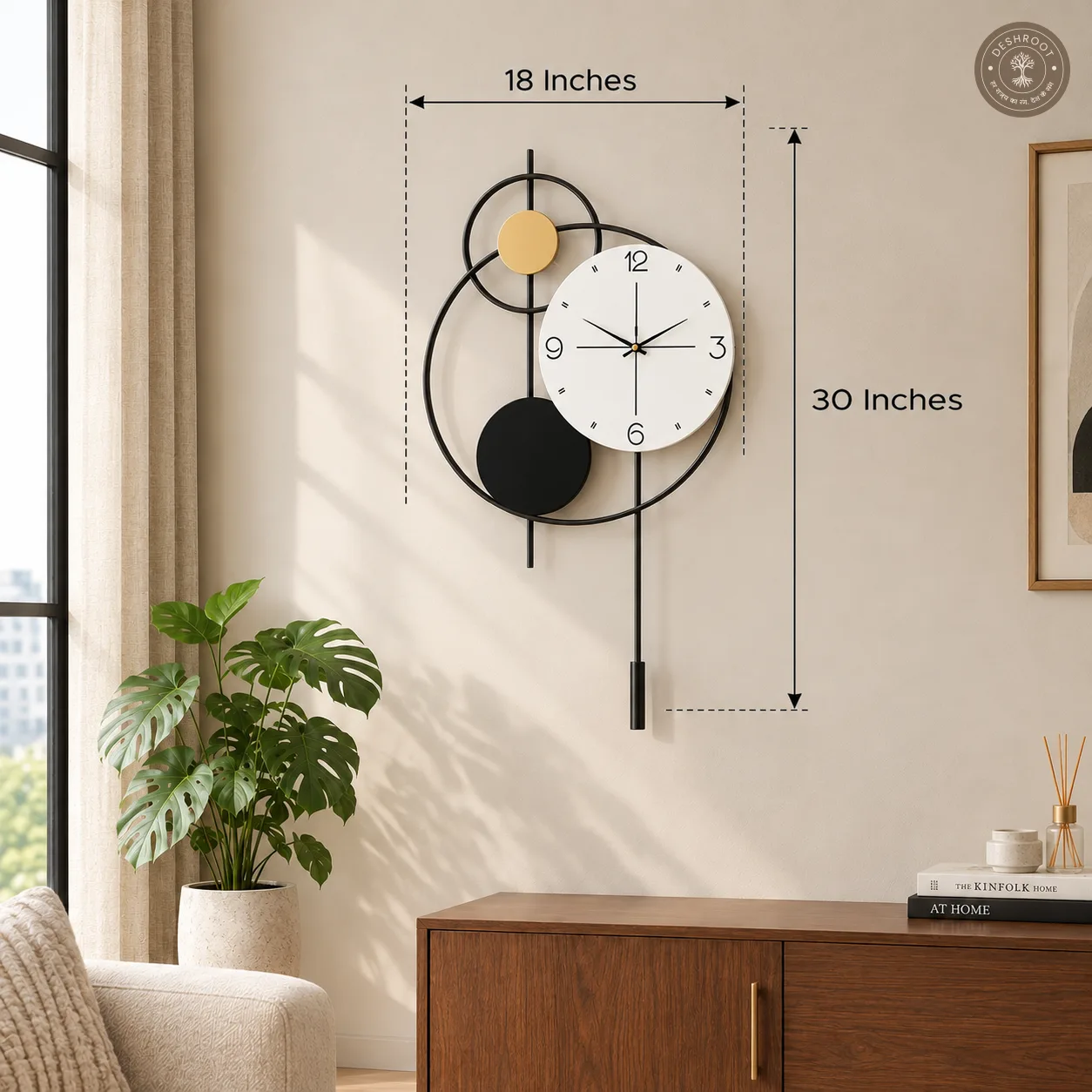 Black Golden Circle Wall Clock