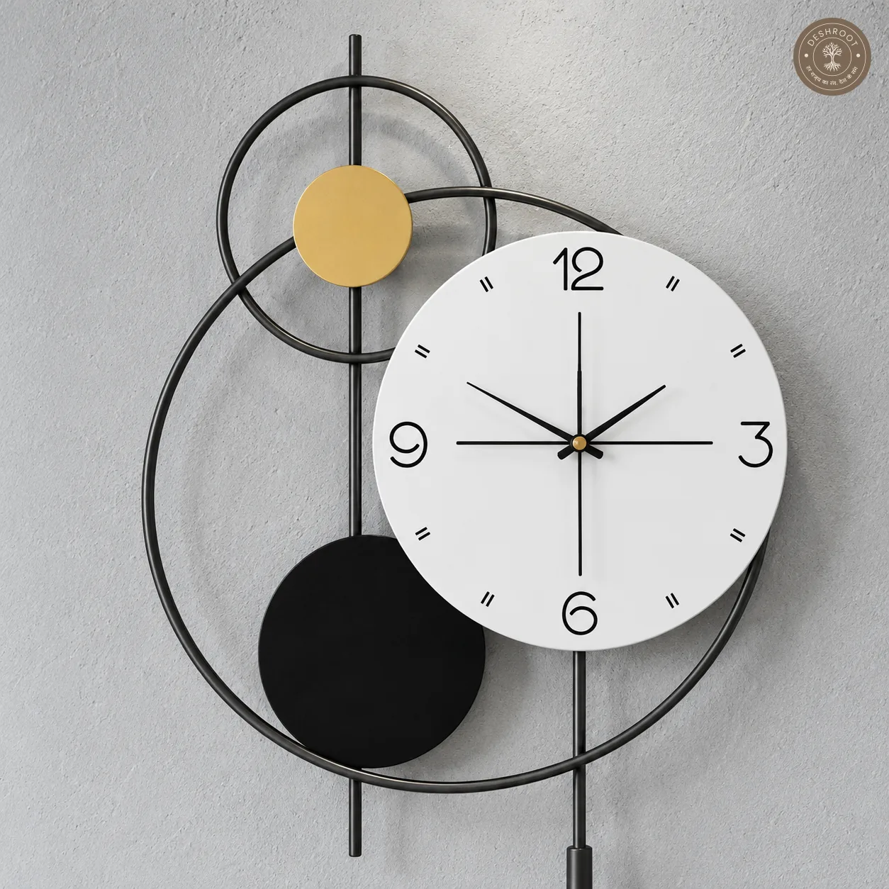 Black Golden Circle Wall Clock