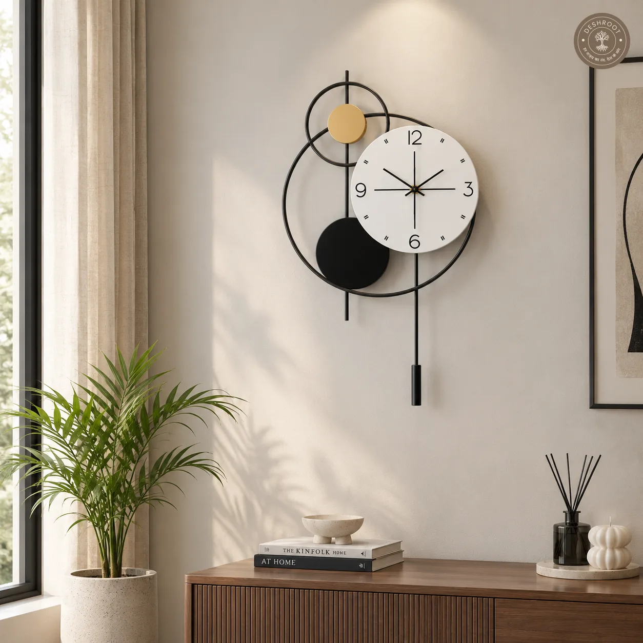 Black Golden Circle Wall Clock