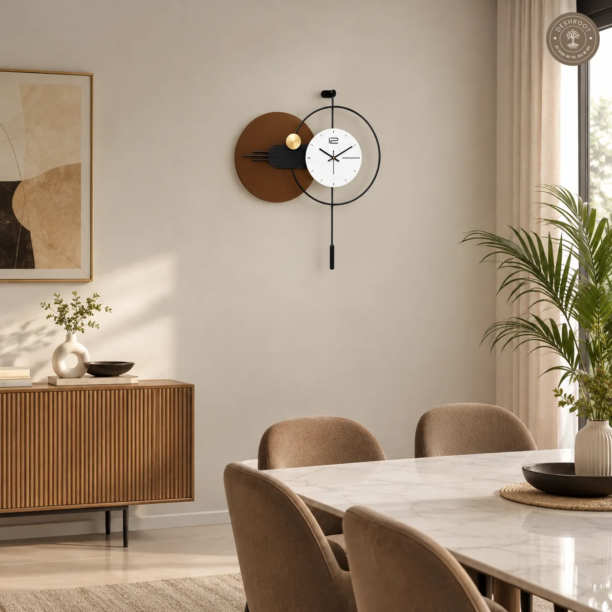 Orbit Pendulum Metal Wall Clock