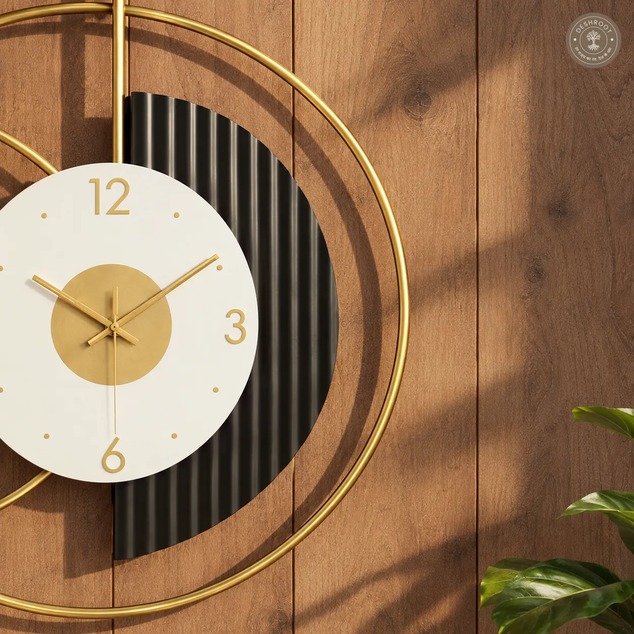 Golden Deer Metal Wall Clock