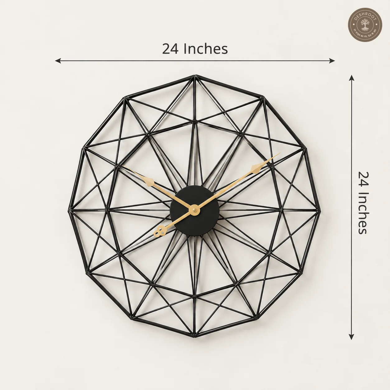 Geometric Octagonal Metal Wall Clock