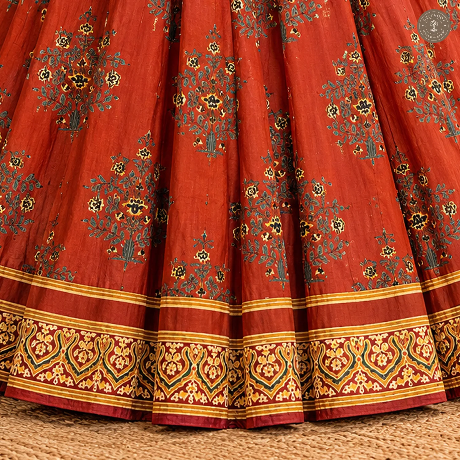 Full Stitched Cotton Lehenga with Ajrakh Print