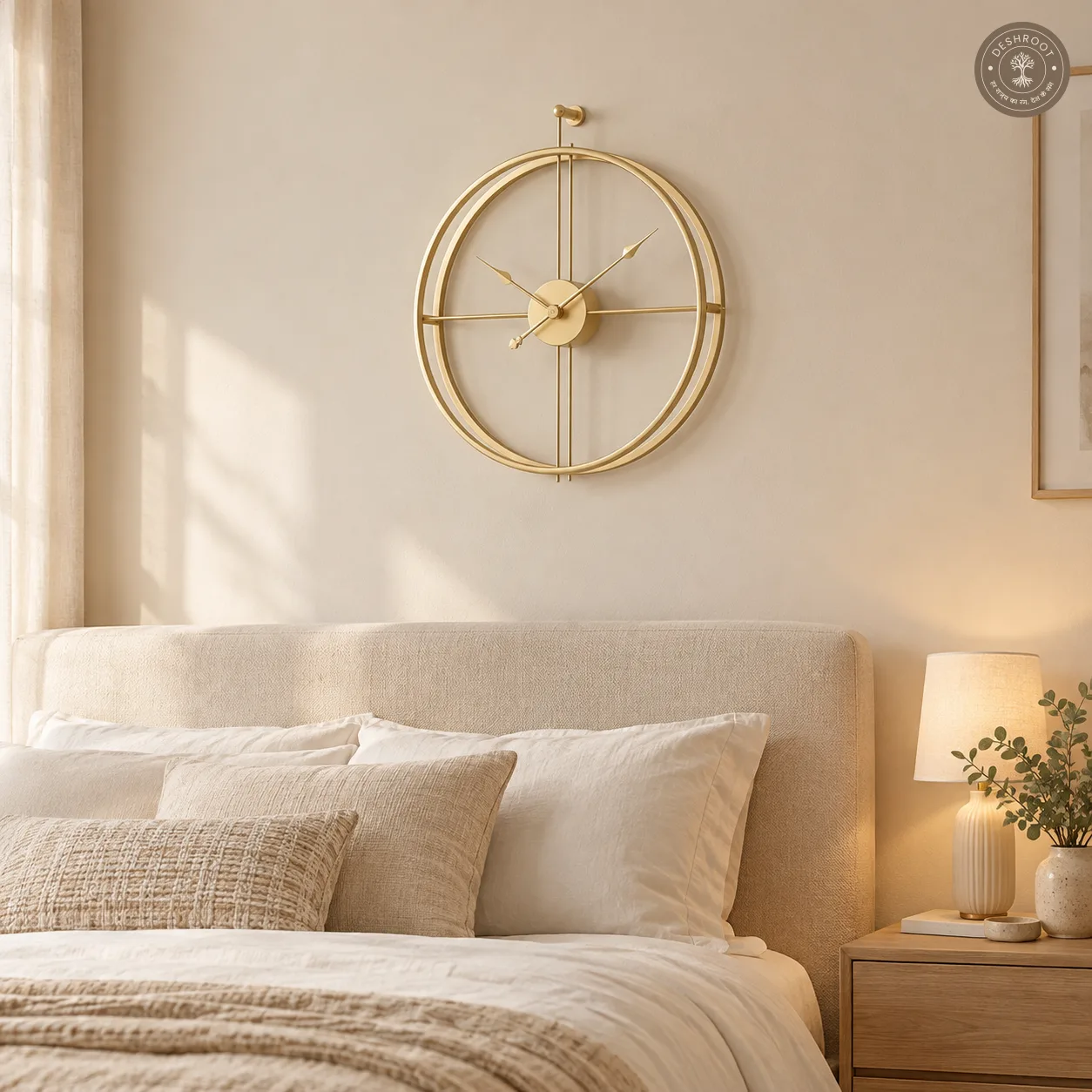 Gold Halo Round Metal Wall Clock