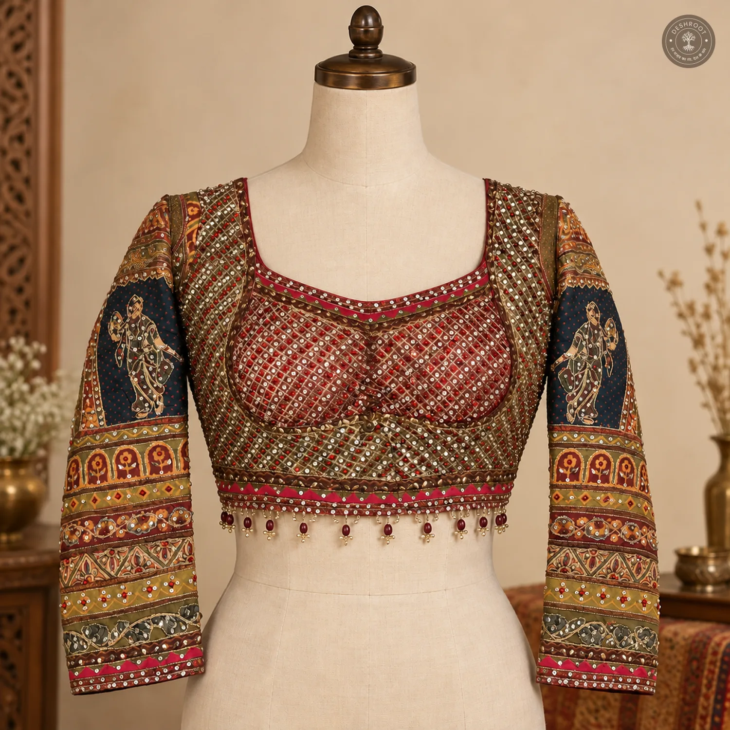 Traditional Printed Chinon Silk Saree