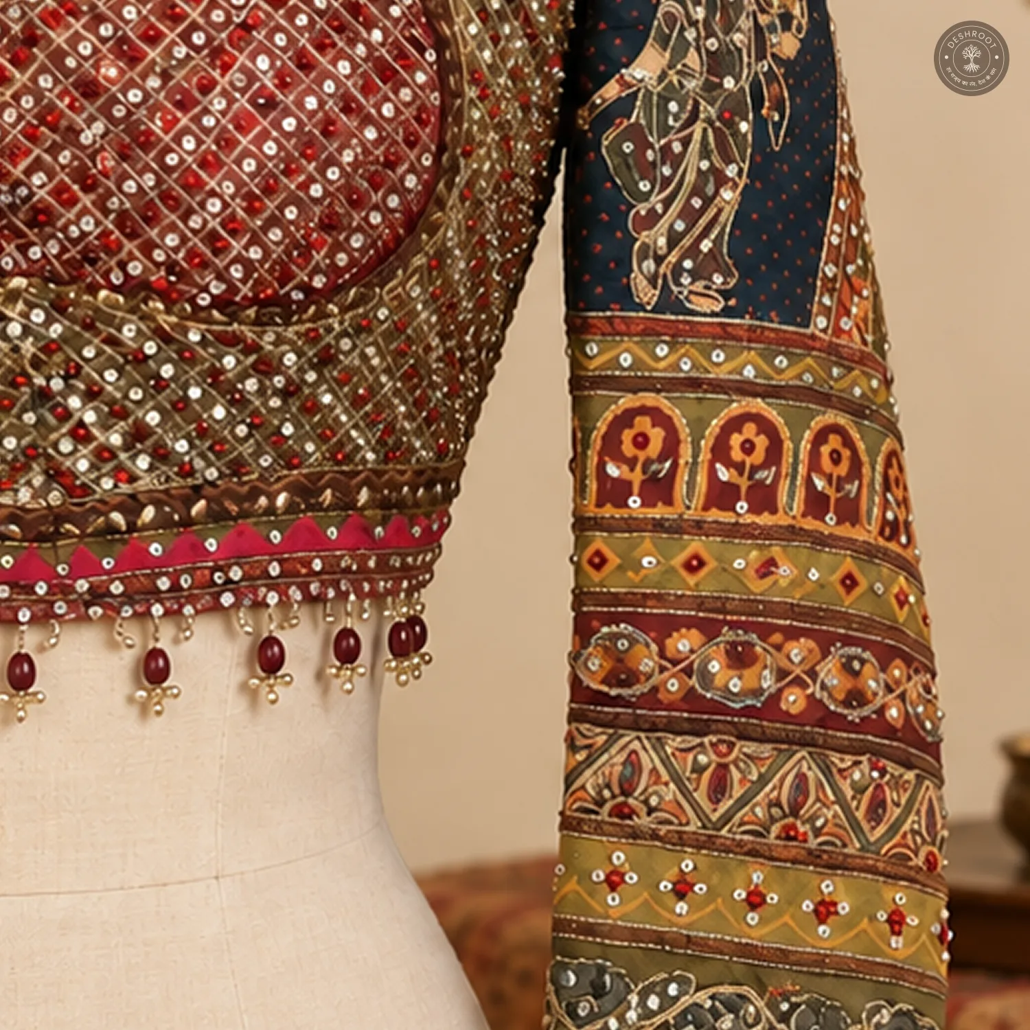 Traditional Printed Chinon Silk Saree