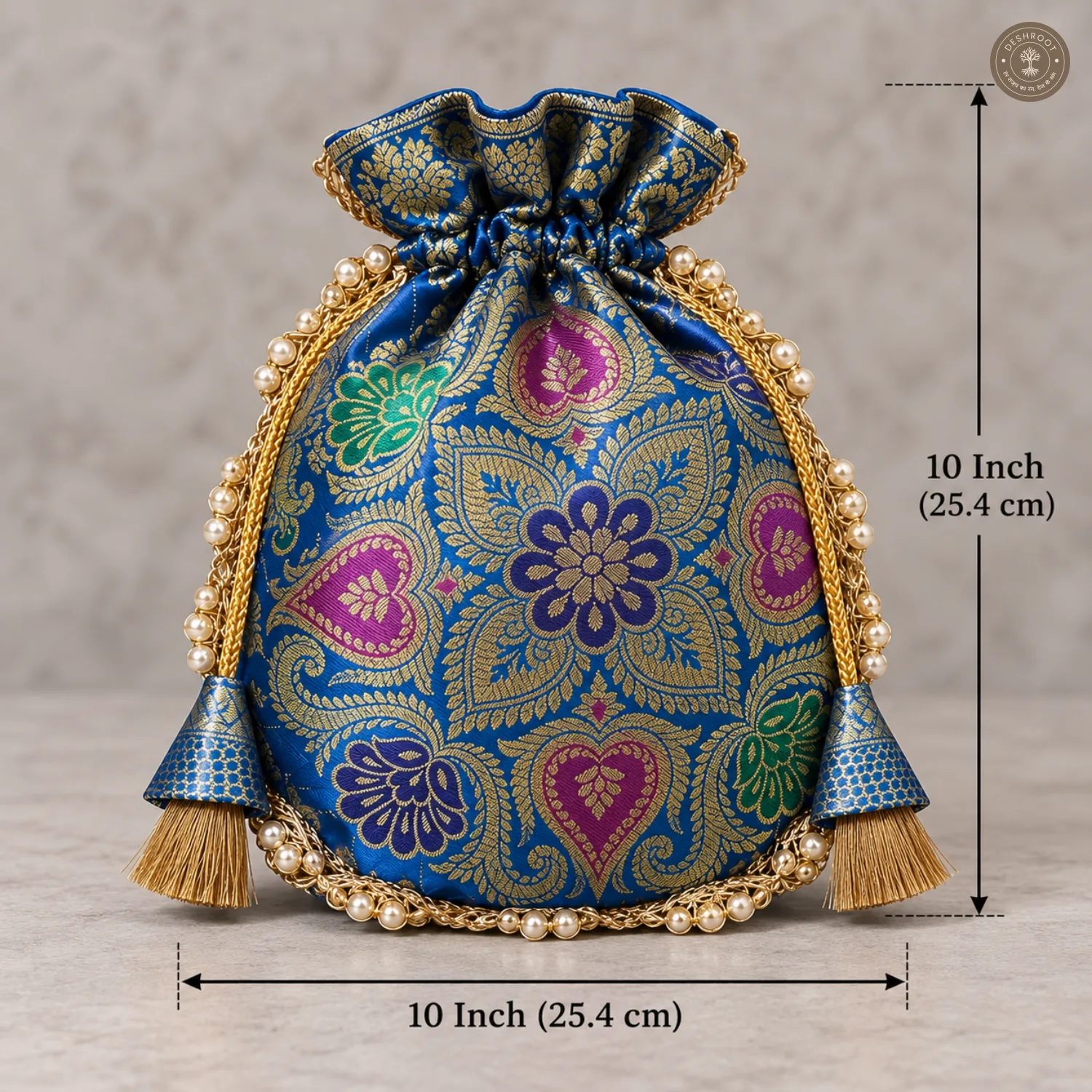 Firozi Blue Eccentric Lace Potli Bag