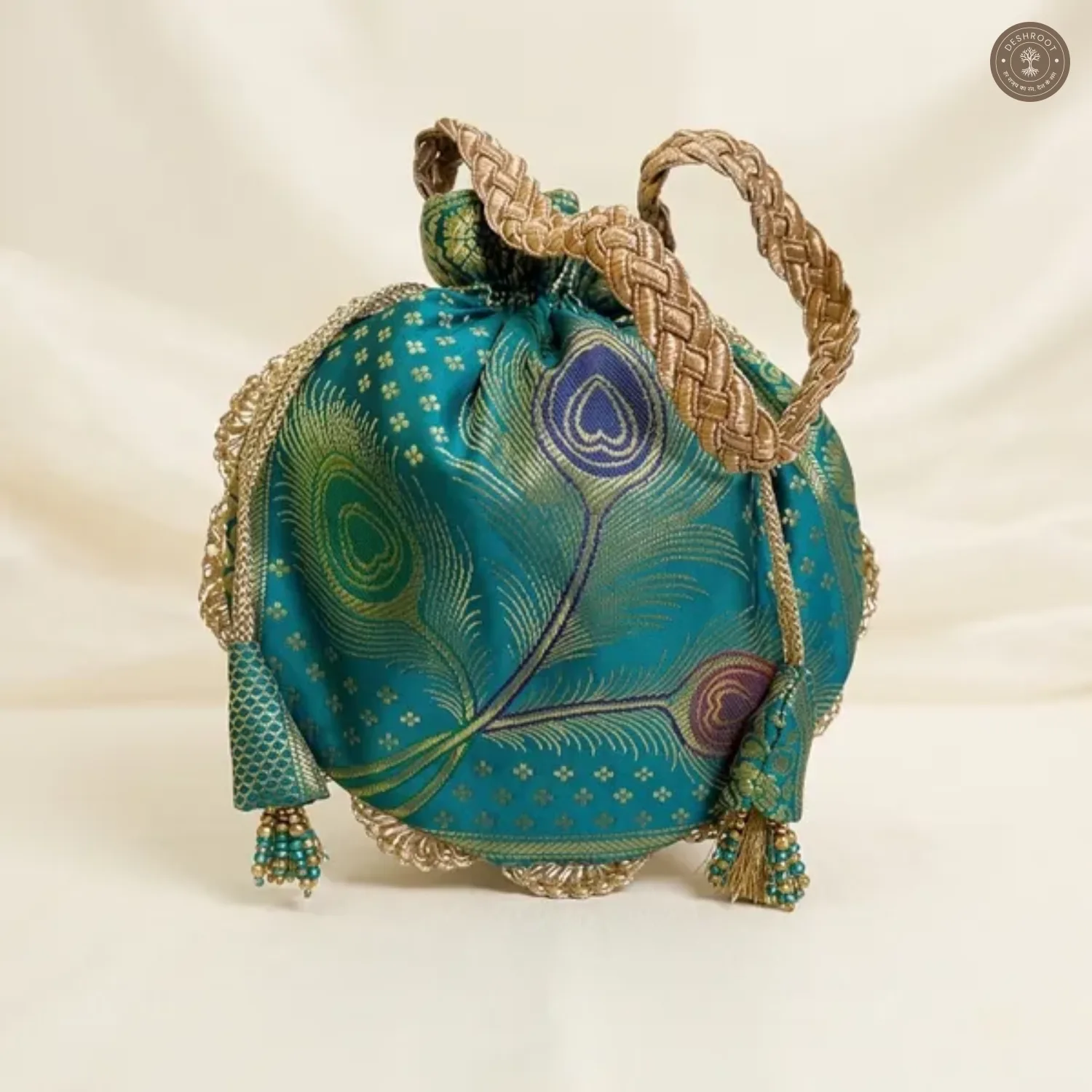 Banarasi Silk Lace Potli Bag