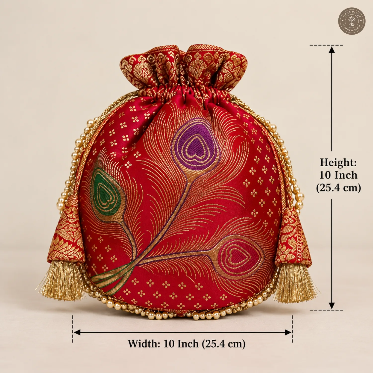 Banarasi Silk Lace Potli Bag