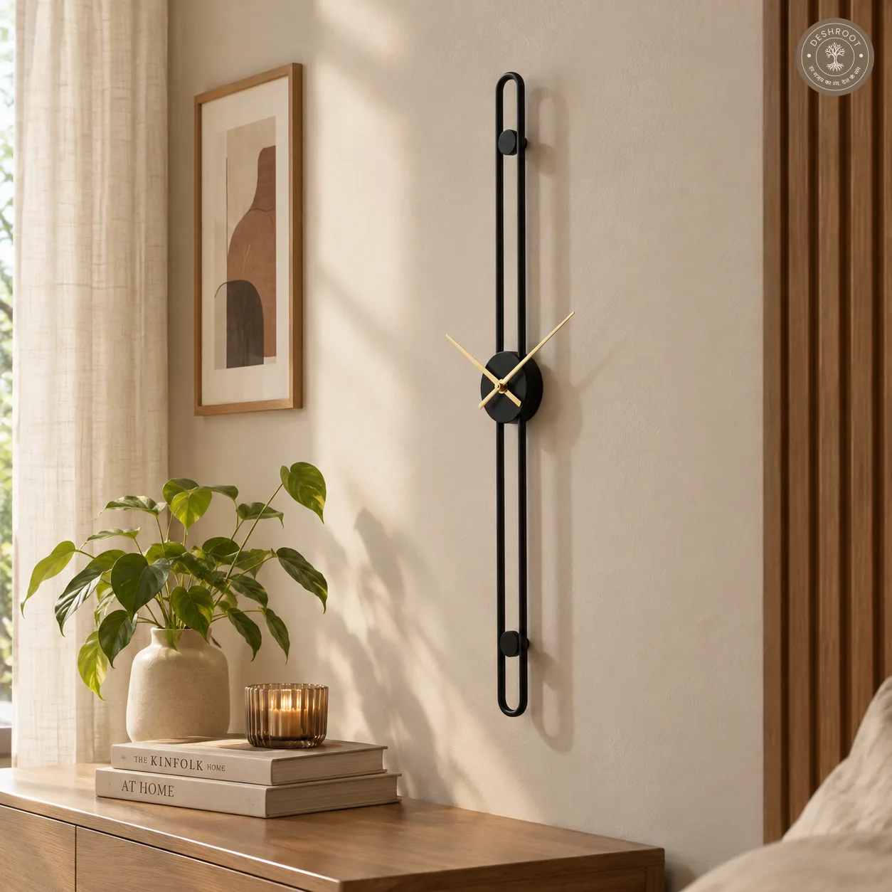 Minimalist Linear Bar Metal Wall Clock