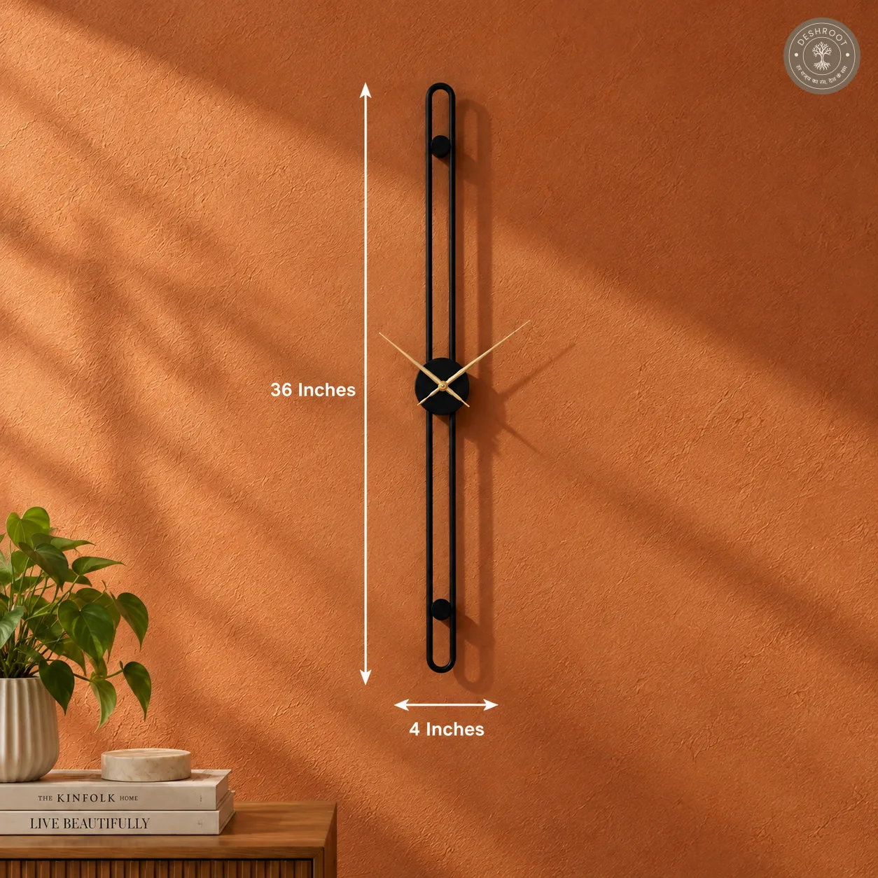 Minimalist Linear Bar Metal Wall Clock