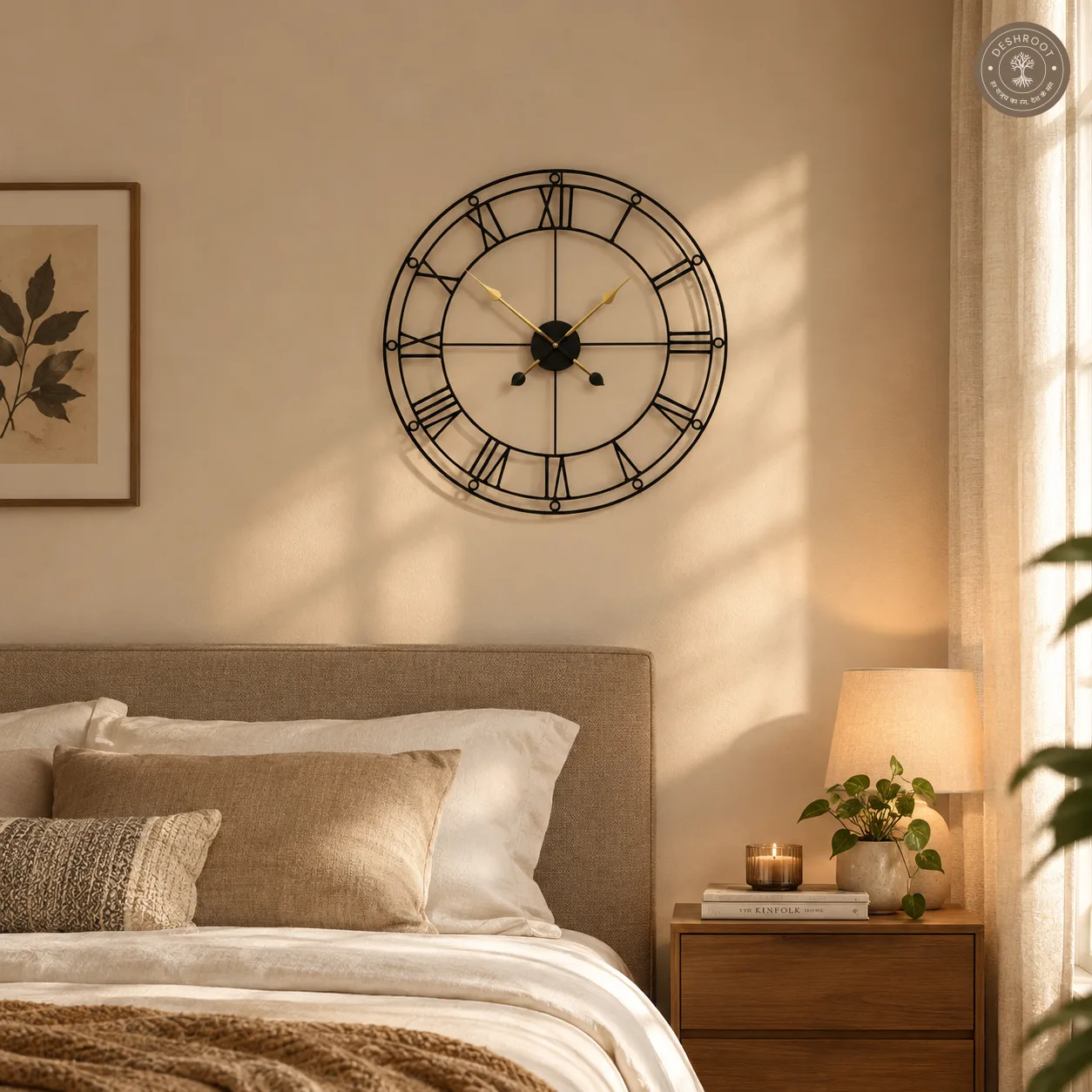 Classic Roman Numeral Open Frame Metal Wall Clock