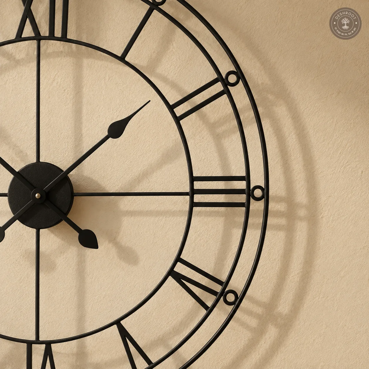 Classic Roman Numeral Open Frame Metal Wall Clock