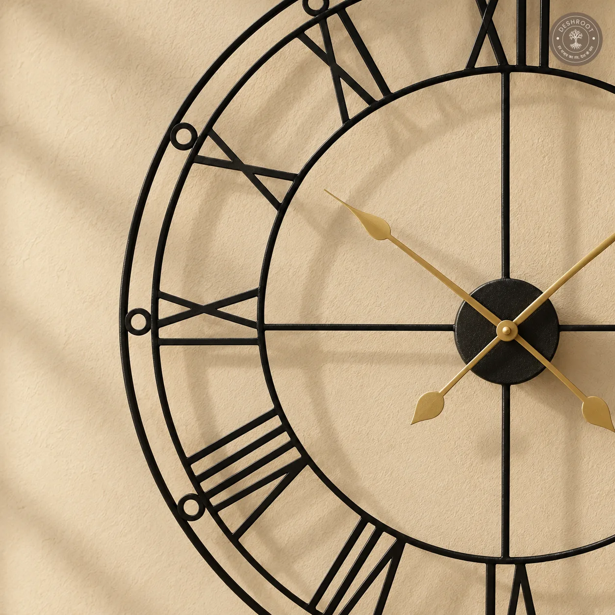 Classic Roman Numeral Open Frame Metal Wall Clock