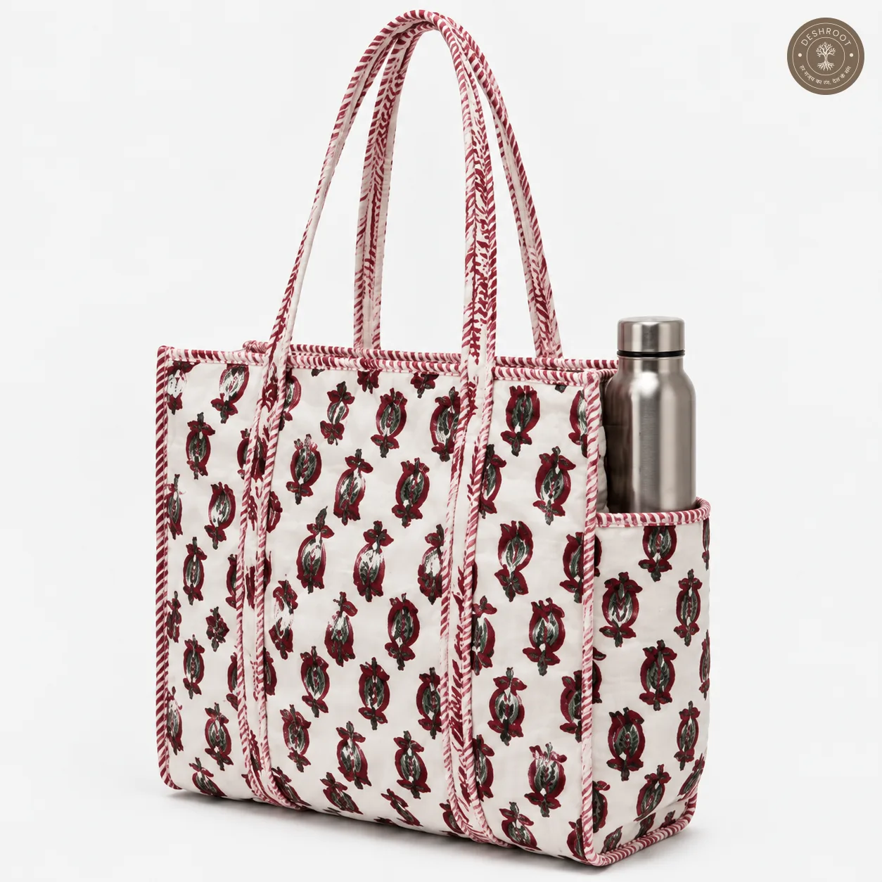 White Floral Buti Printed Multipurpose Shoulder Bag for Women