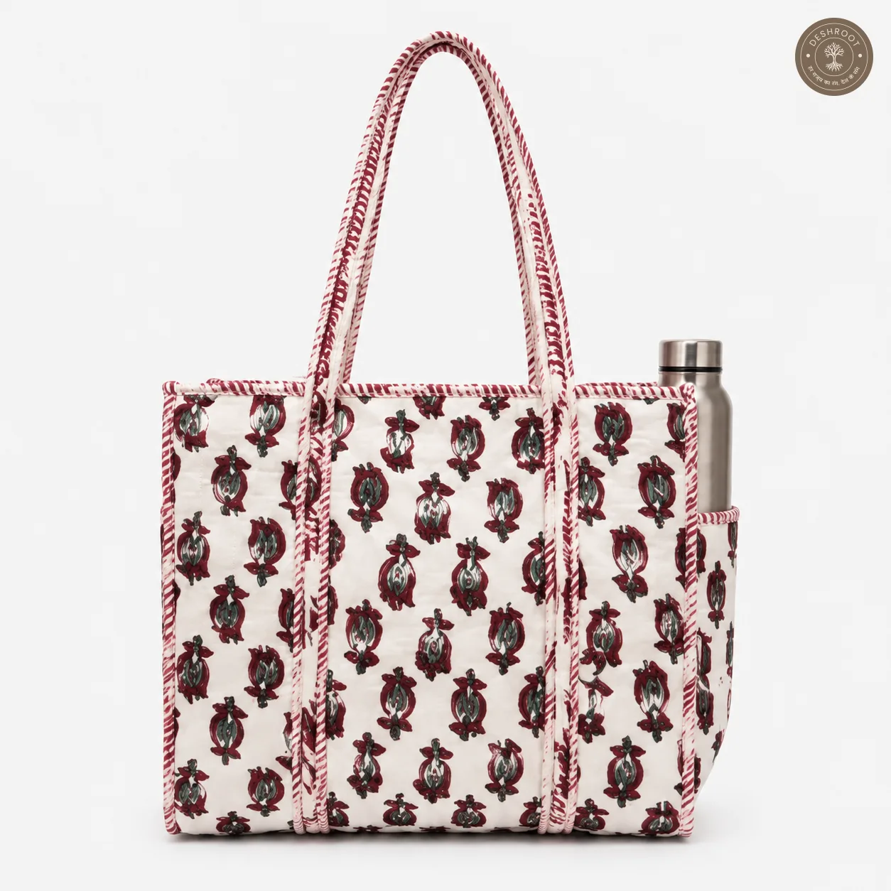 White Floral Buti Printed Multipurpose Shoulder Bag for Women