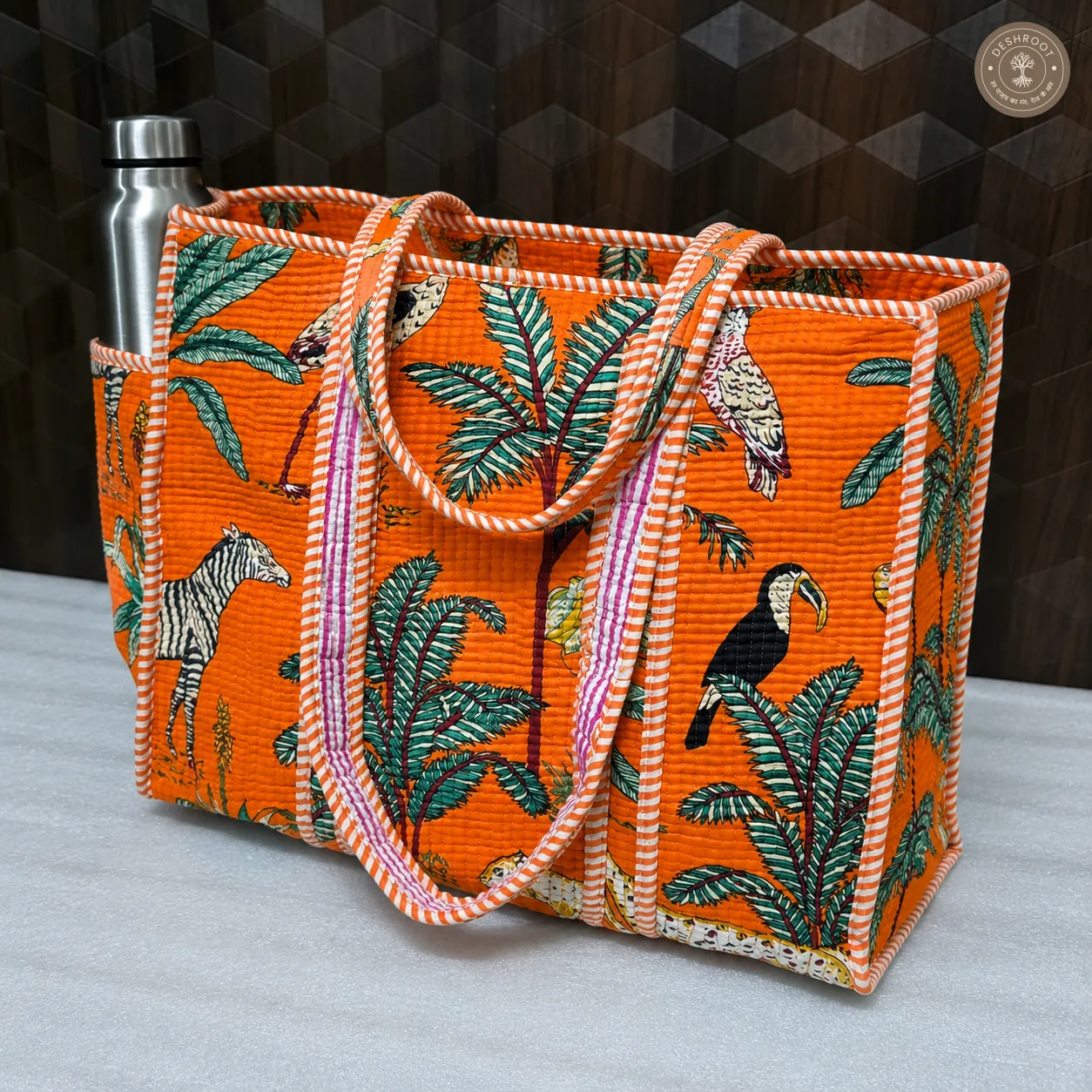 Orange Jungle Safari Printed Multipurpose Shoulder Bag for Women