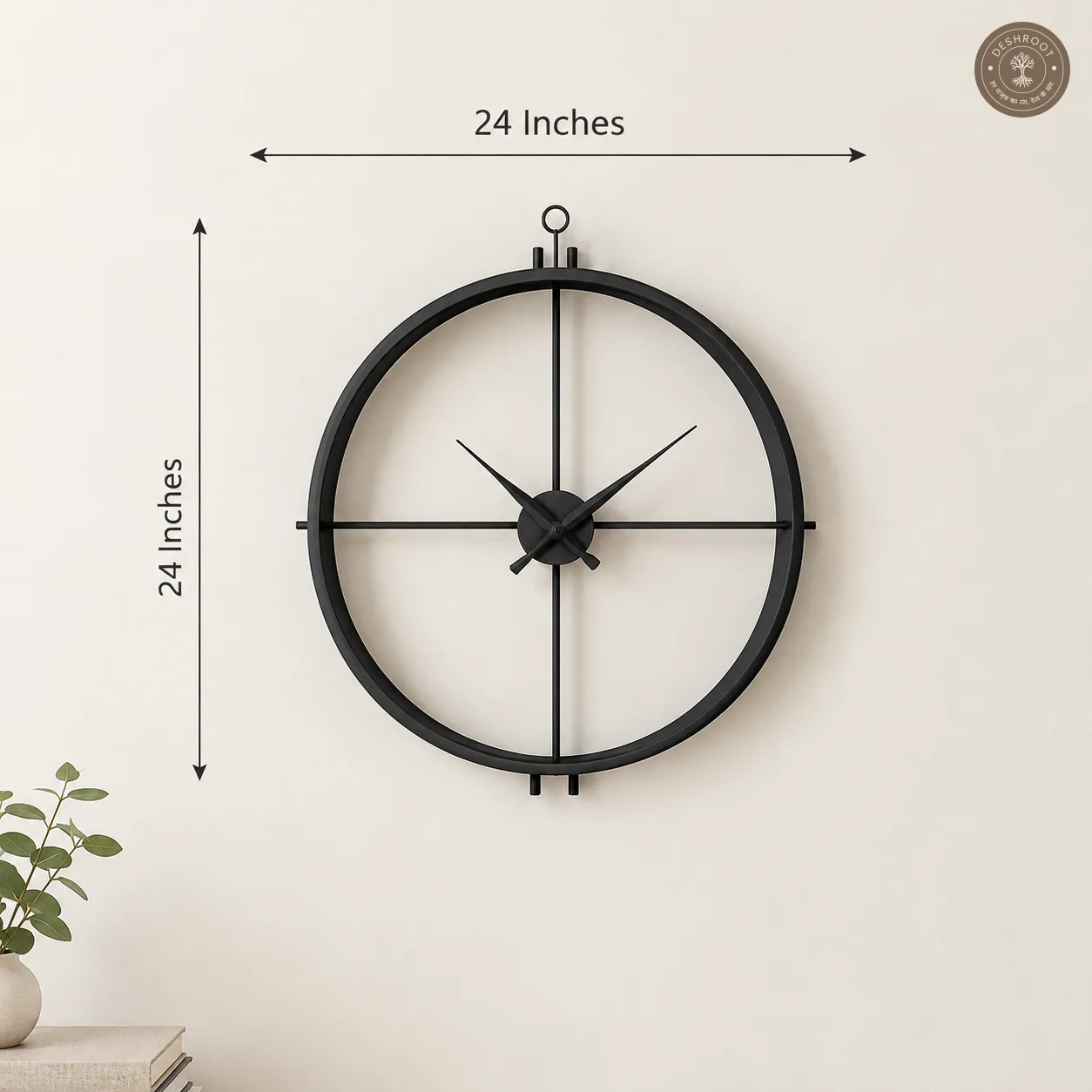Black Cross Geometric Metal Wall Clock