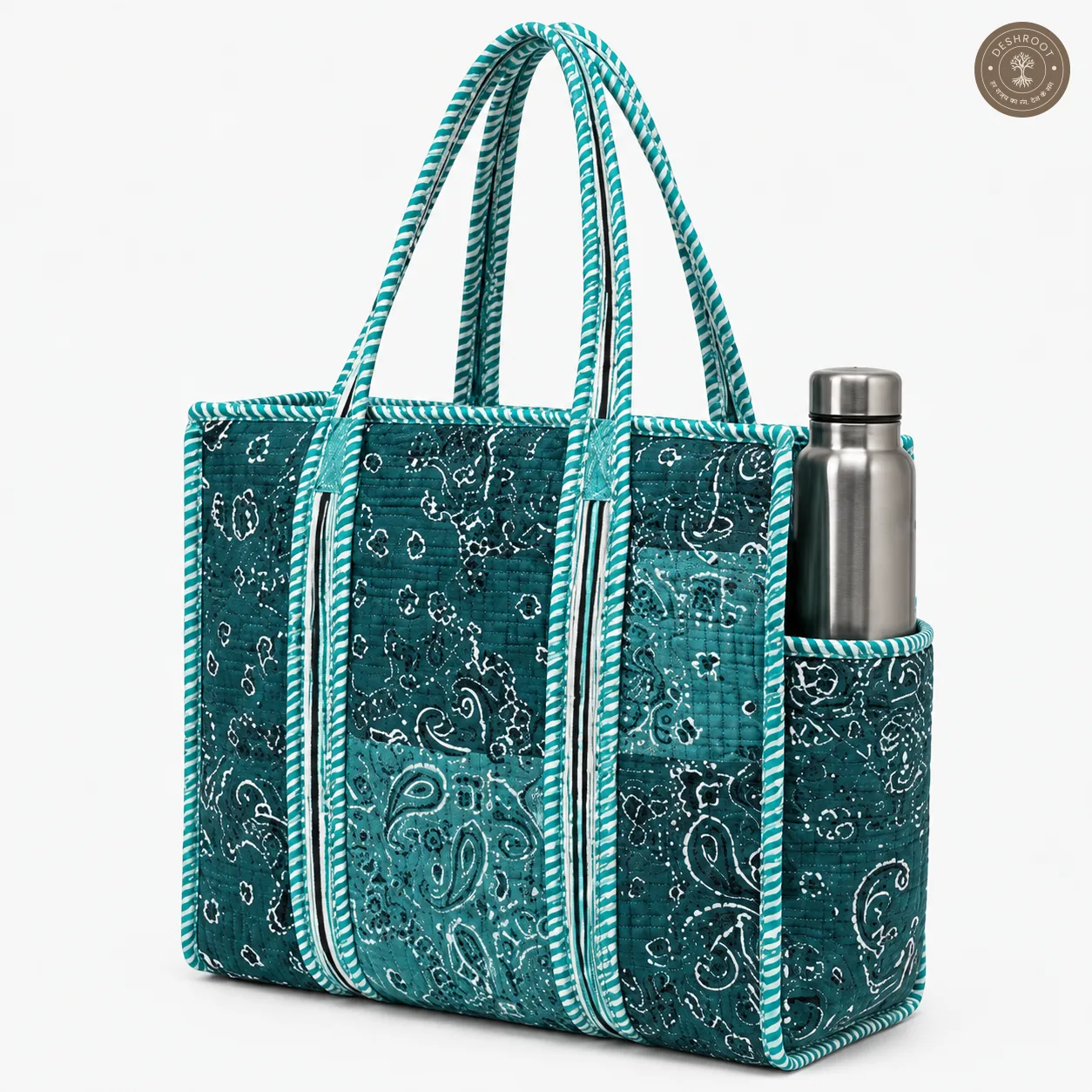Teal Paisley Printed Multipurpose Shoulder Bag for Women