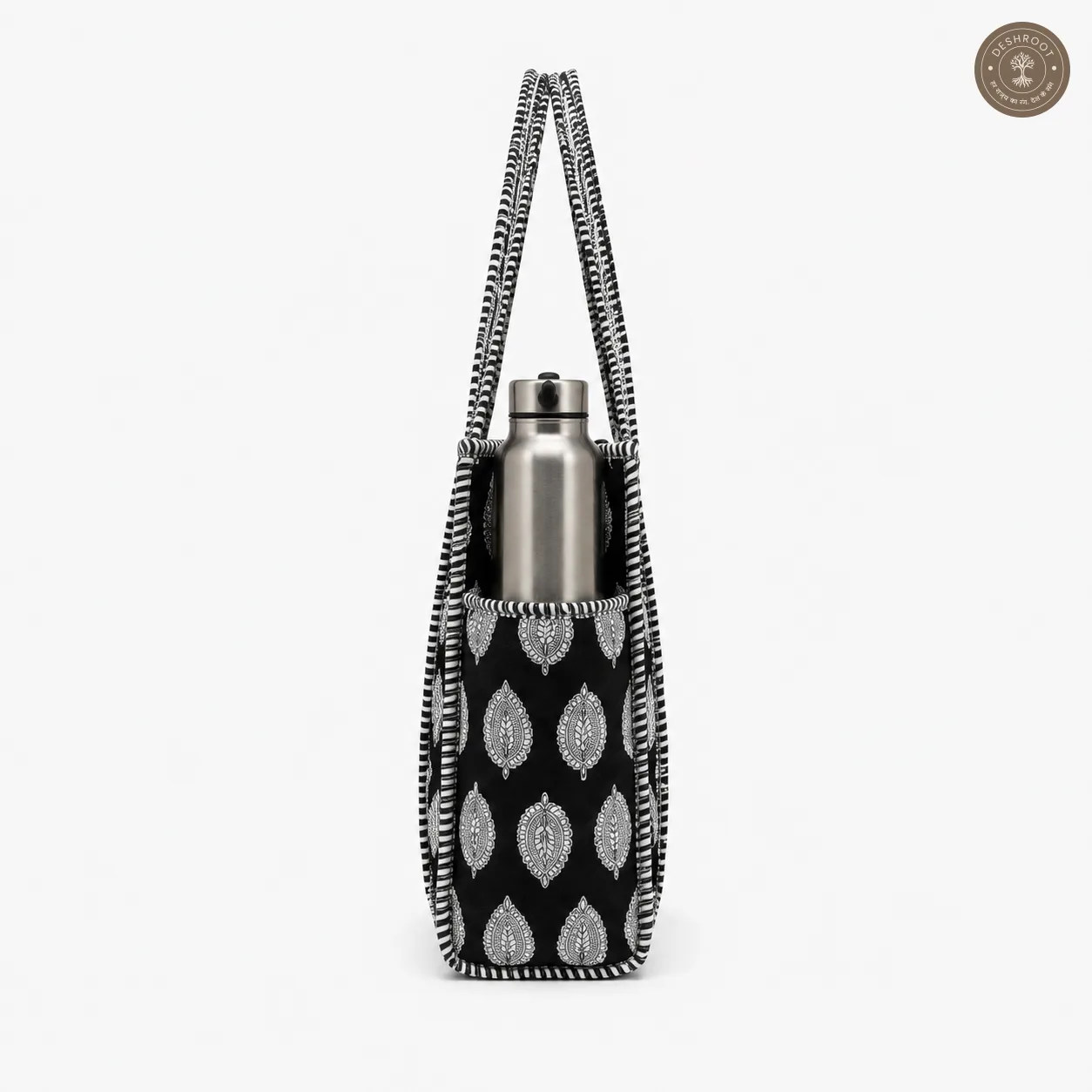 Black Leaf Printed Multipurpose Shoulder Bag for Women