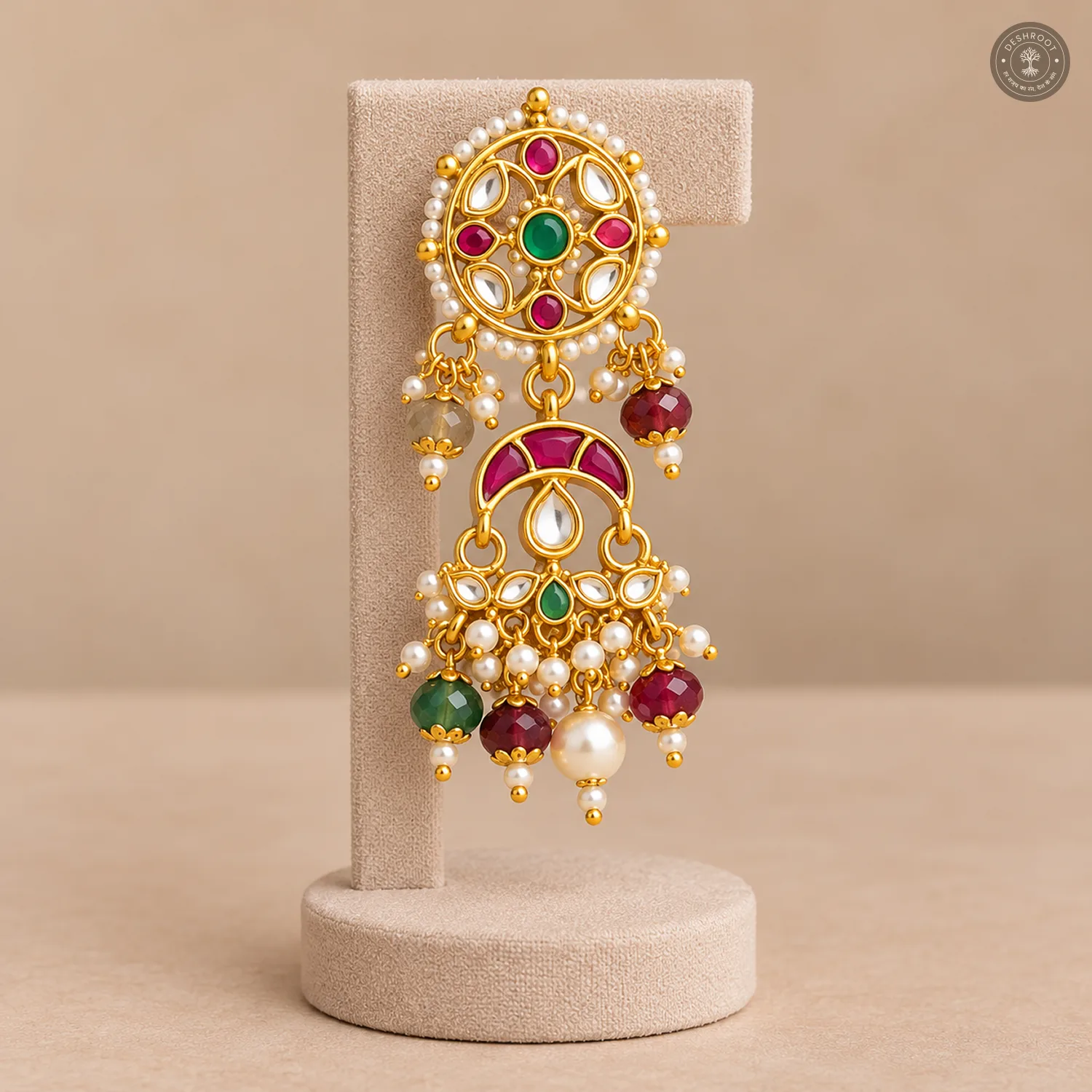 Pachi Kundan Octagon Pendant Necklace Set