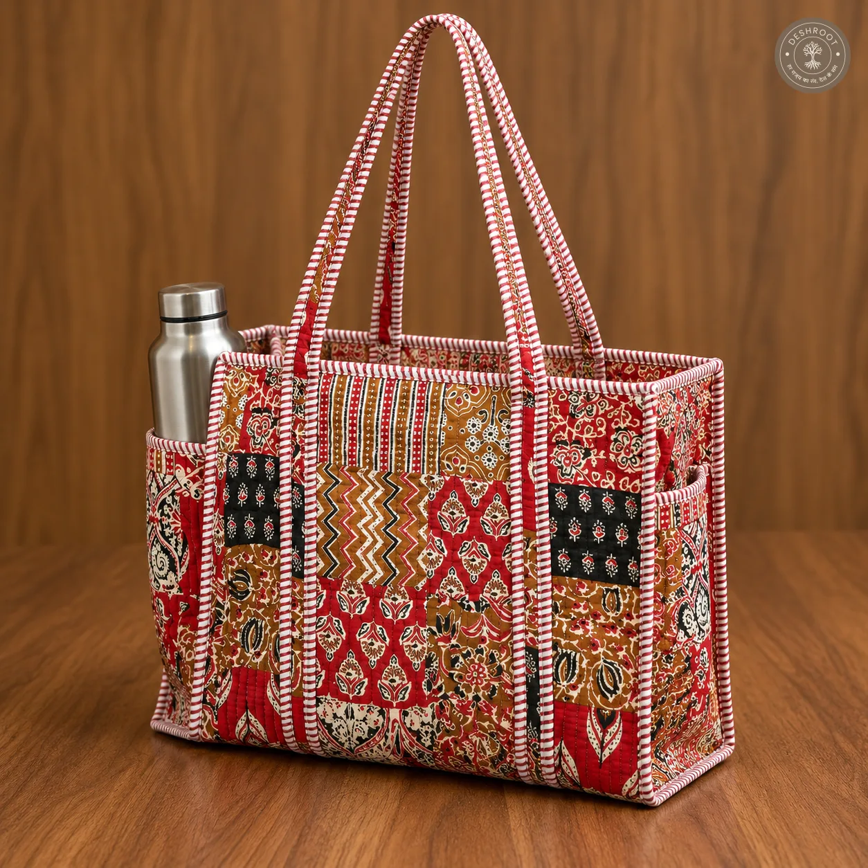 Red Ethnic Printed Multipurpose Shoulder Bag for Women