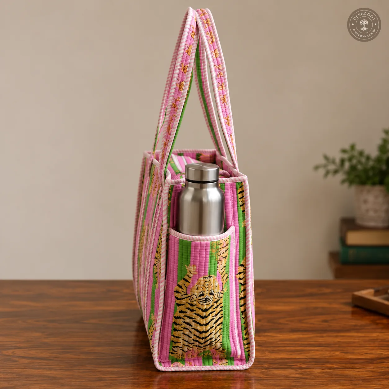 Pink Tiger Printed Multipurpose Shoulder Bag for Women