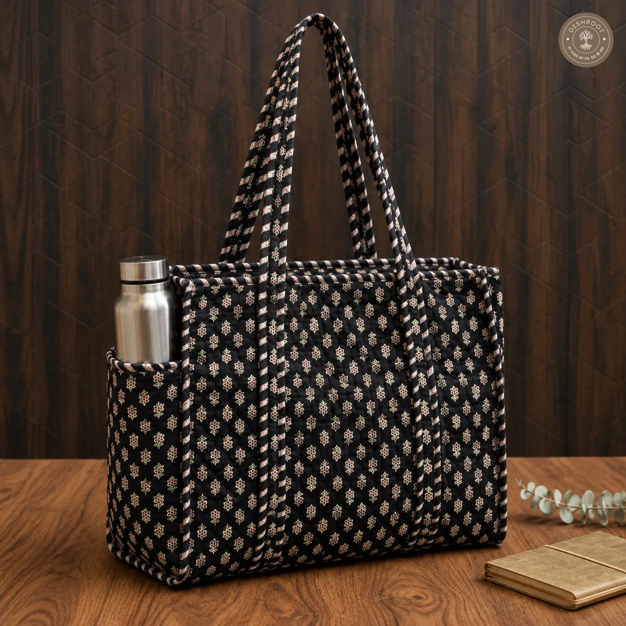 Black Buti Printed Multipurpose Shoulder Bag for Women