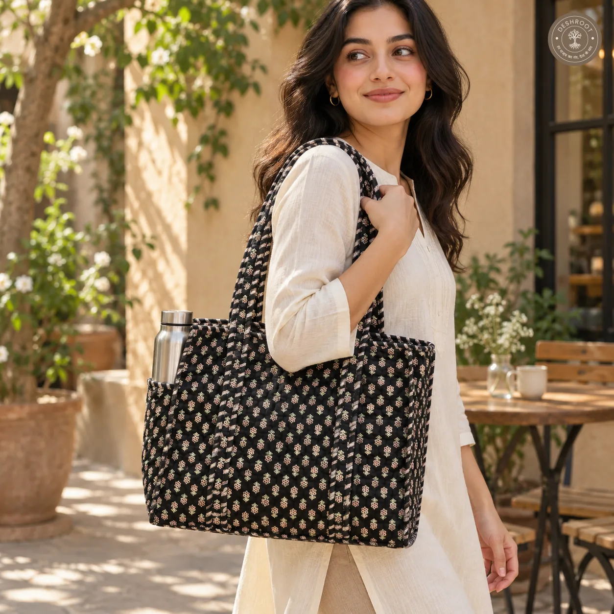 Black Buti Printed Multipurpose Shoulder Bag for Women