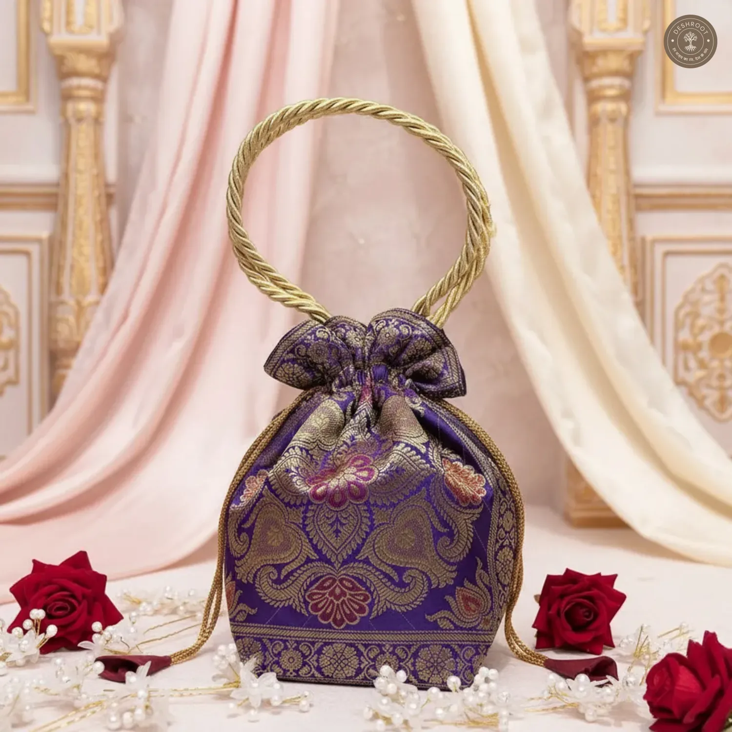Banarasi Silk Brocade Potli Bag