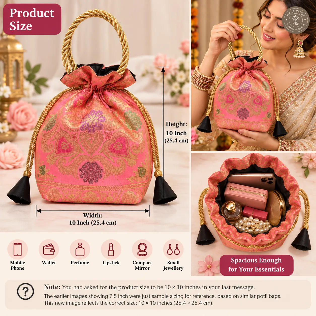 Banarasi Silk Brocade Potli Bag