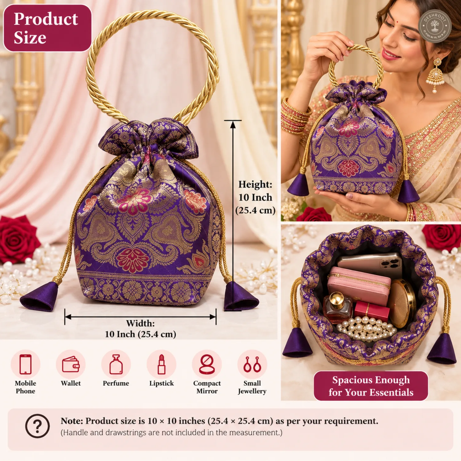 Banarasi Silk Brocade Potli Bag