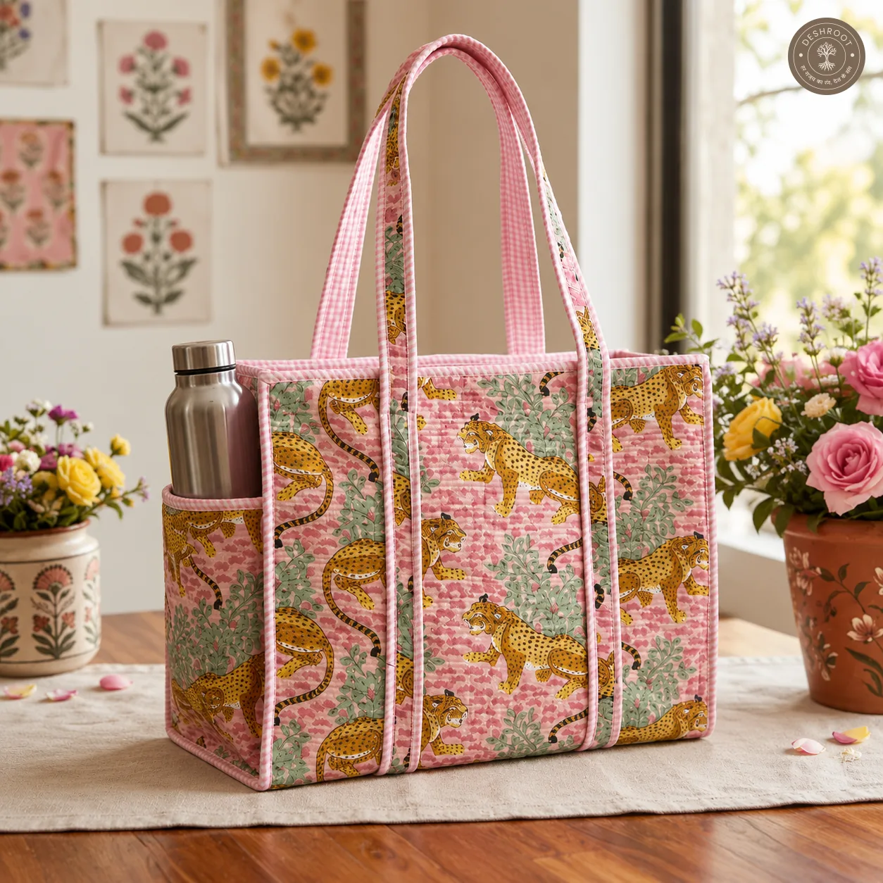 Pink Leopard Printed Multipurpose Shoulder Bag for Women