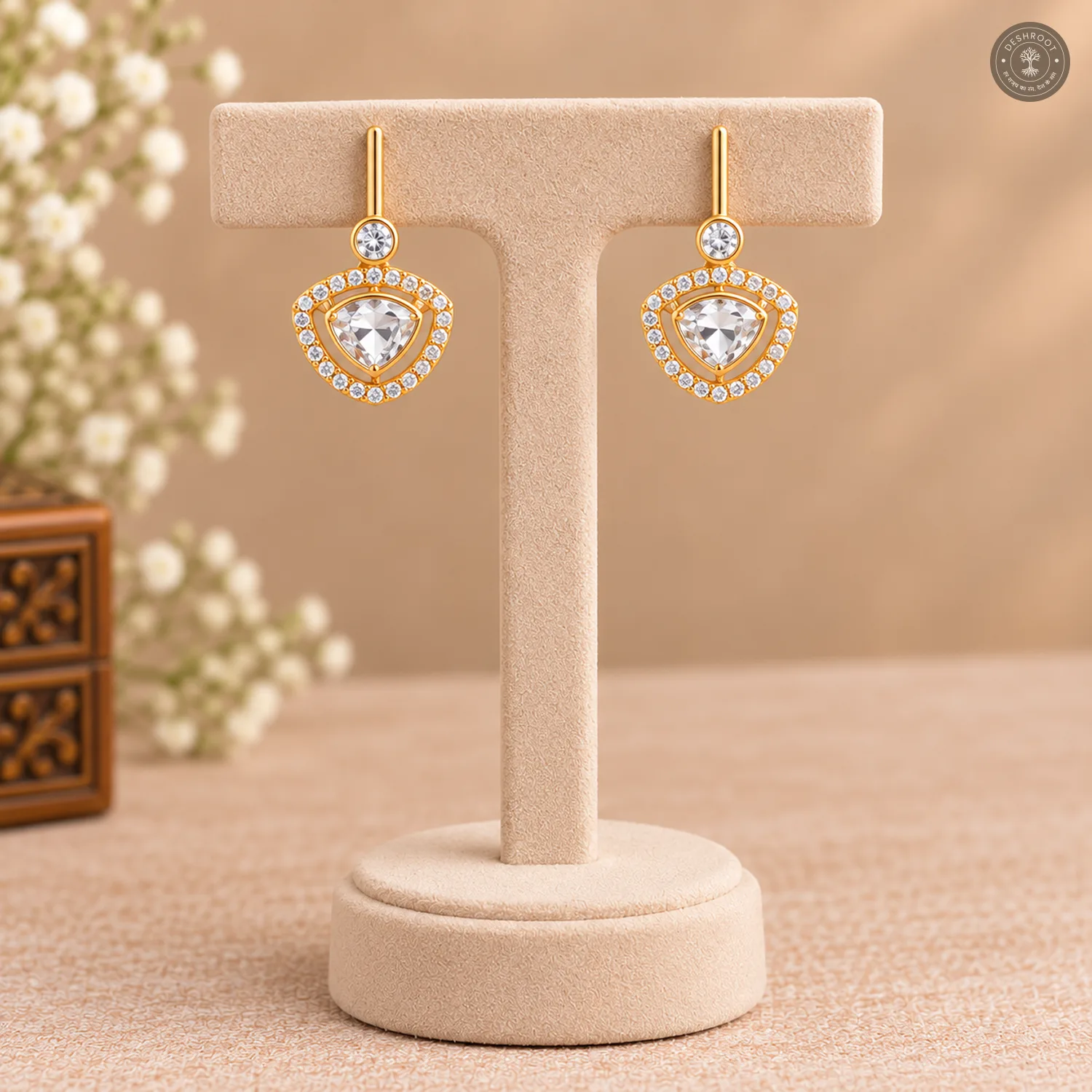 Round and Triangular Cut Charm Chain Necklace Set