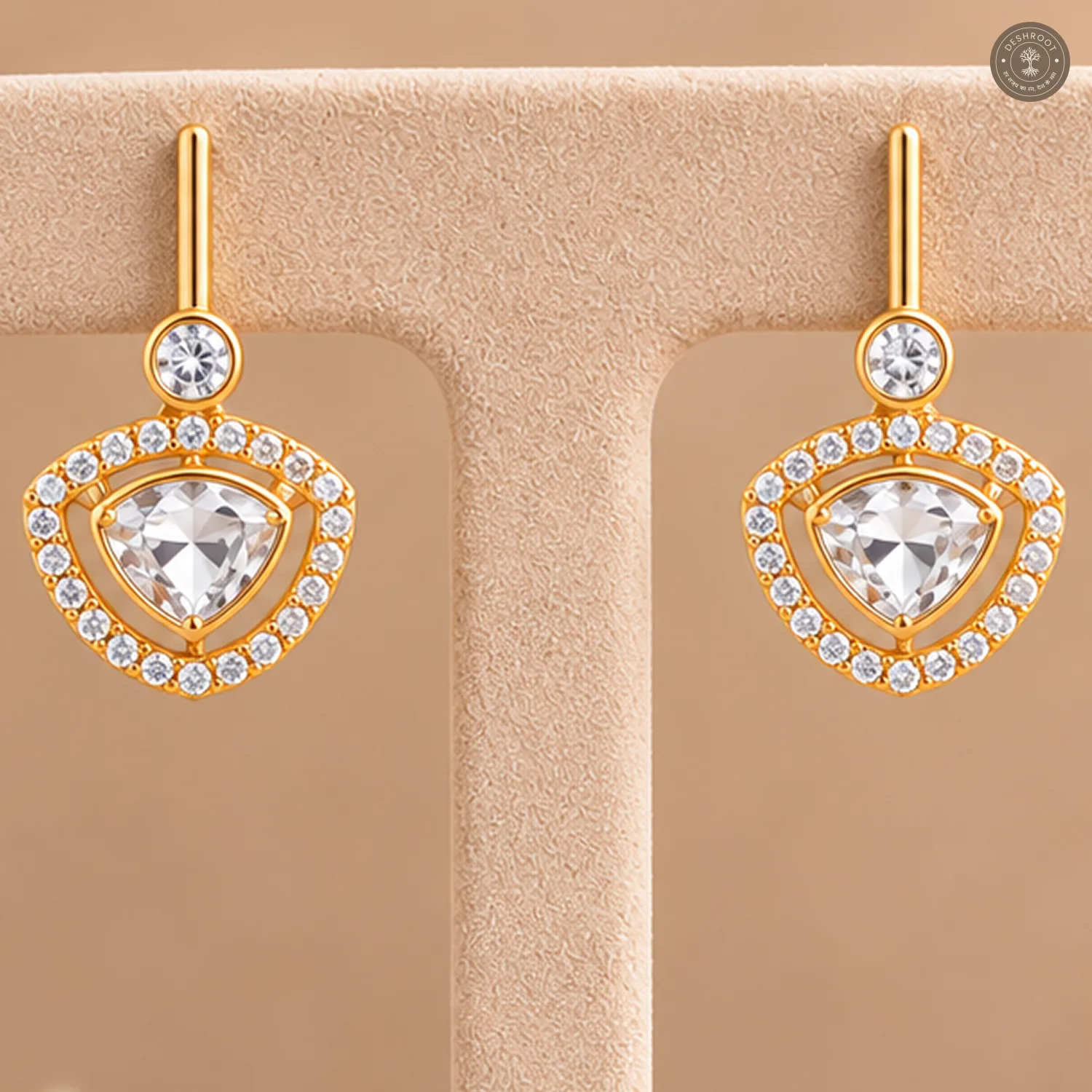 Round and Triangular Cut Charm Chain Necklace Set