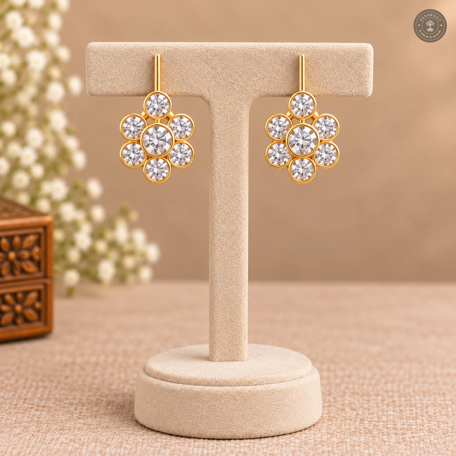 Flower Pendant Round Charm Chain Necklace Set