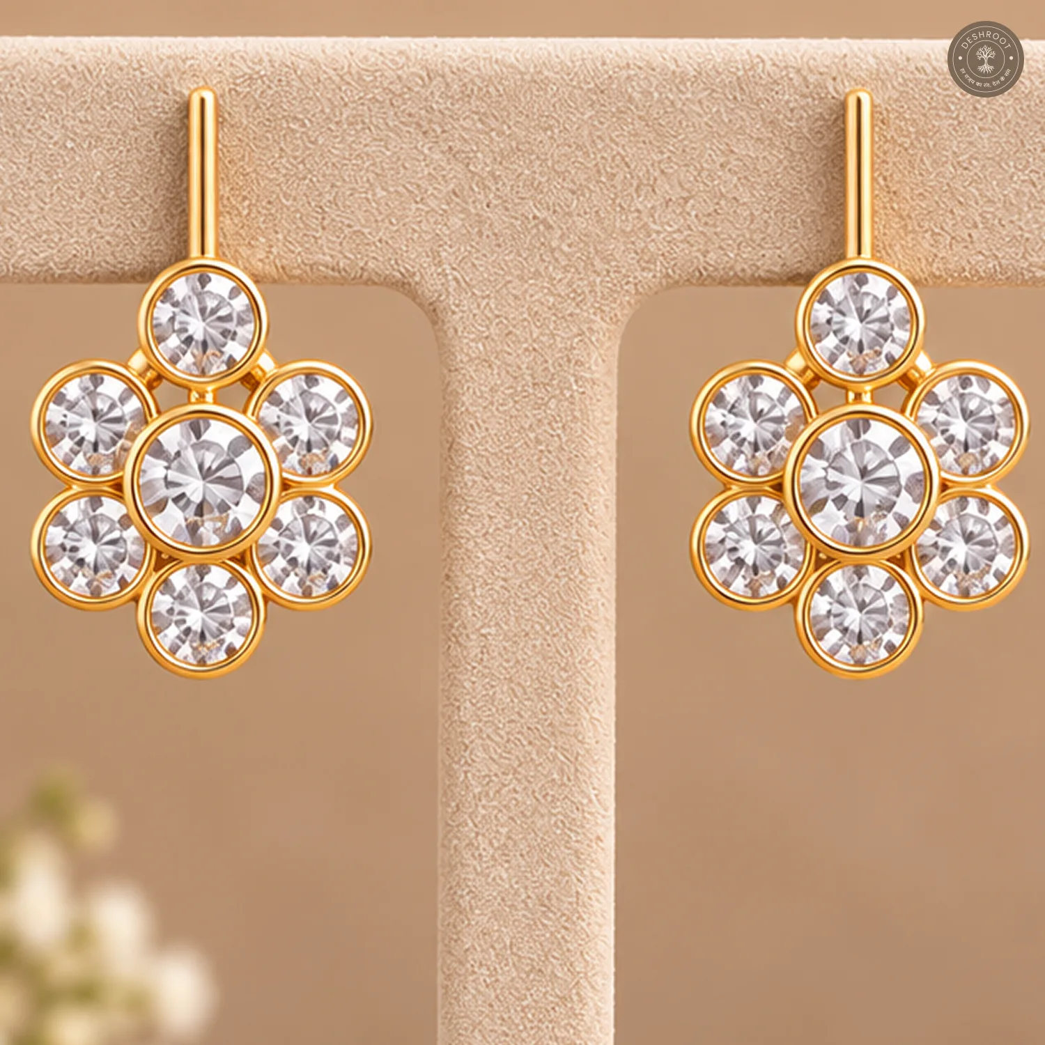Flower Pendant Round Charm Chain Necklace Set