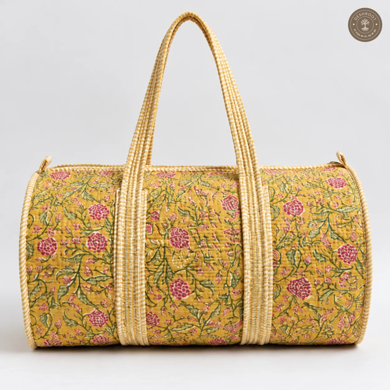 Handcrafted Quilted Floral Duffle Bag