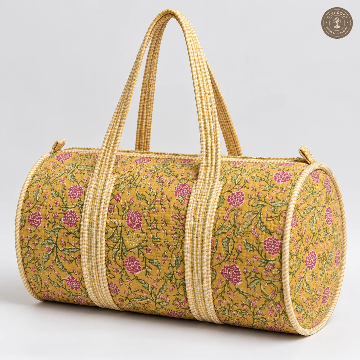 Handcrafted Quilted Floral Duffle Bag