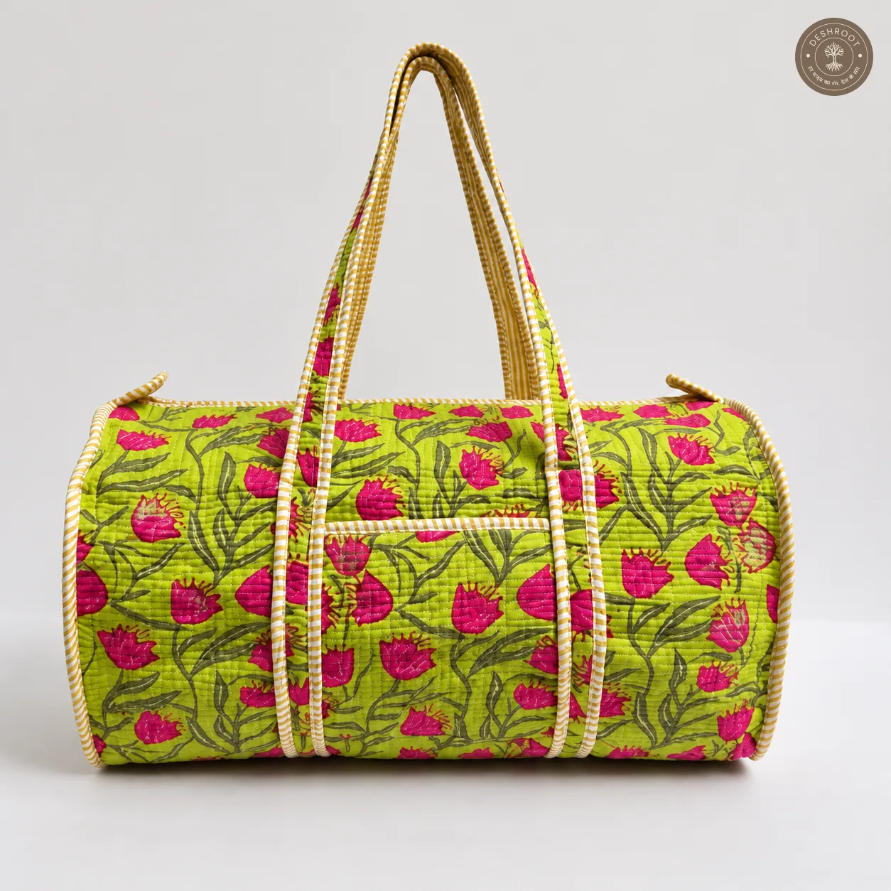 Handcrafted Quilted Floral Duffle Bag