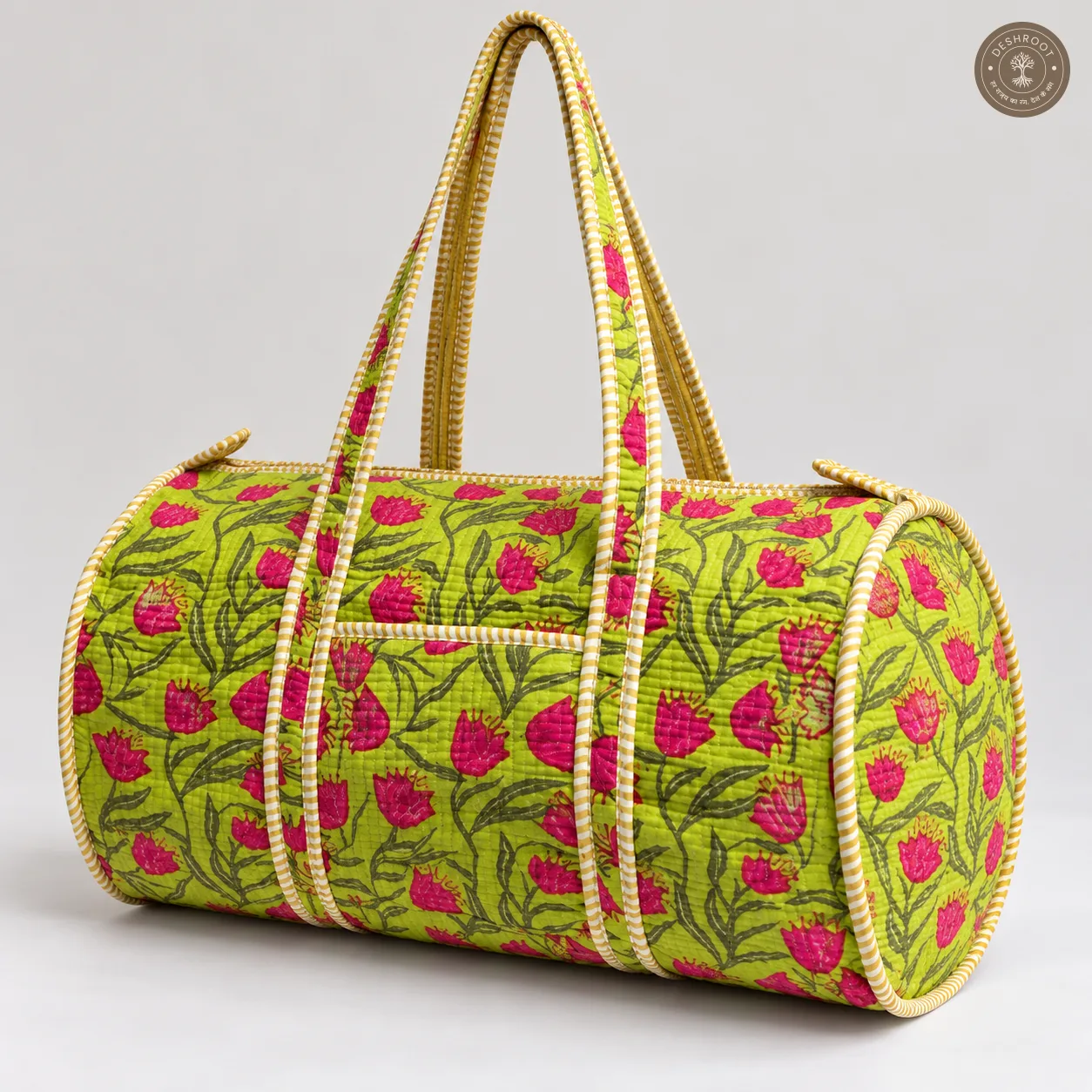 Handcrafted Quilted Floral Duffle Bag