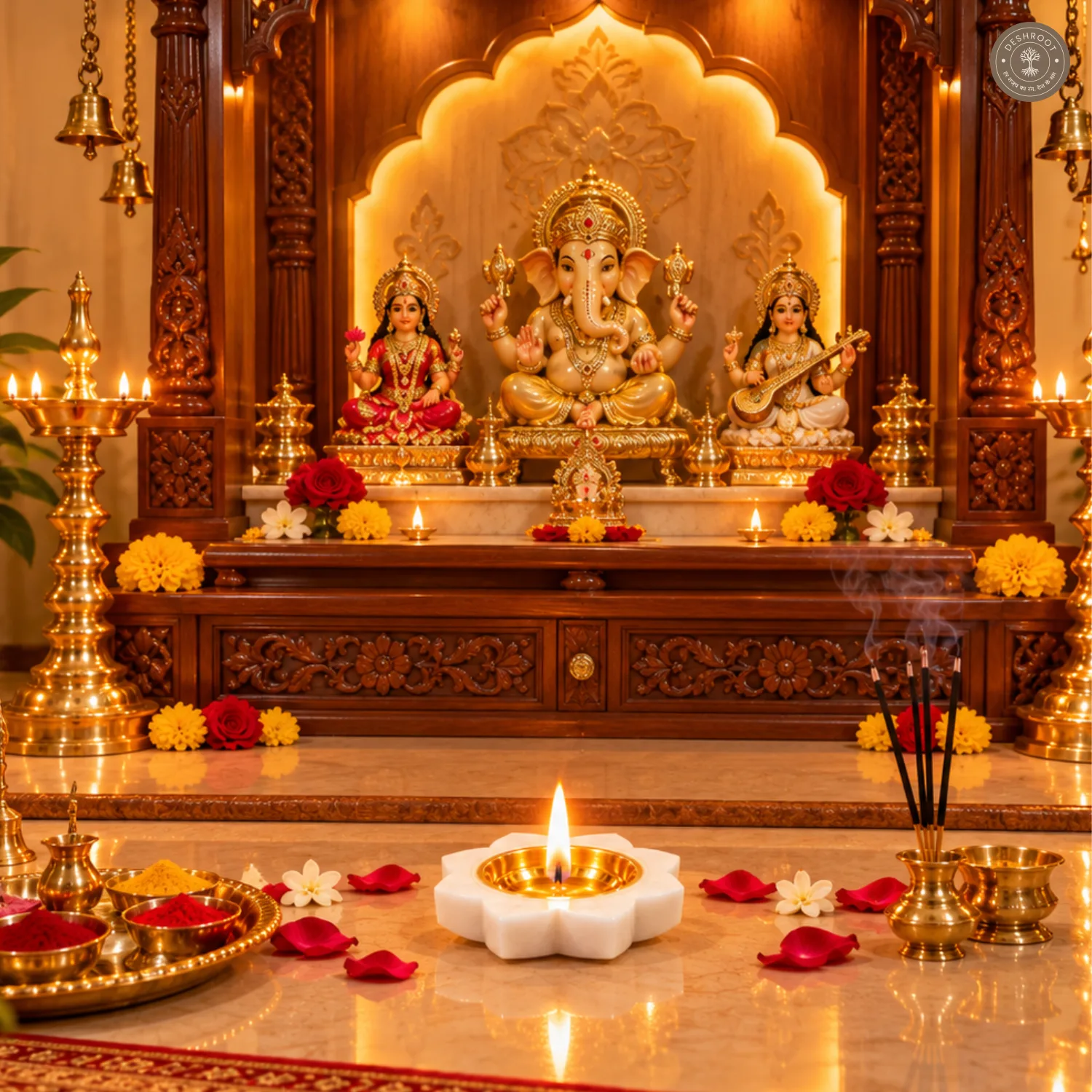 White Marble Lotus Diya