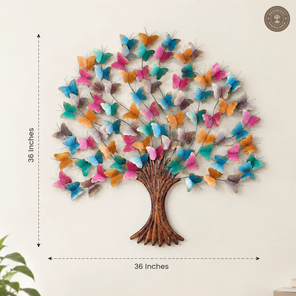 Multicolour Butterfly Metal Wall Art