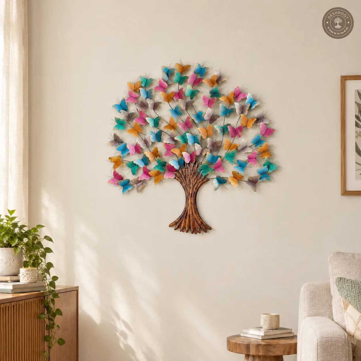 Multicolour Butterfly Metal Wall Art